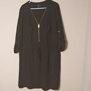 Rue21 Black Long Sleeve Dress with Gold Accent